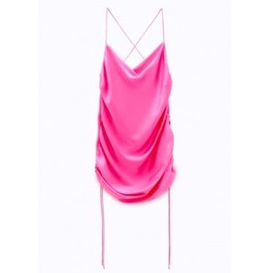 Iconic sold out BARBIE PINK SATIN ZARA DRESS BRAND NEW SIZE M 💖